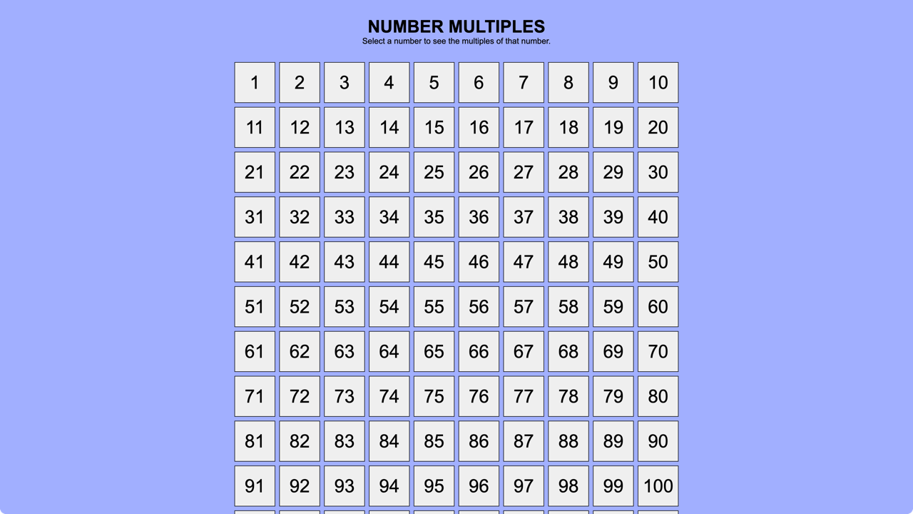 Number Mulitples app